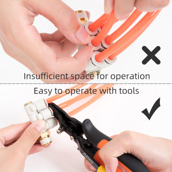 图示3 Push to Connect Fittings Disconnect Tool Air Line Removal Tool for 3/8”, 1/2” (10-12mm) Pneumatic Air Hose Quick Connect Fittings Quick Release Pliers