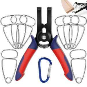 10PCS Miter Spring Clamps Kit for Woodworking Wood Trim Picture Frames Moldings with 8PCS Miter Clamps 1PC Spring Loaded Pliers 1PC Carabiner Wood Frame Tool Crown Molding Tools