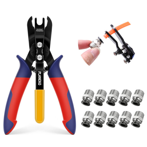 Air Line Removal Tool Disconnect Tool Kit for 1/4" 5/16" (6mm 8mm) Pneumatic Hose Fittings Removing with 10PCS 1/4” Tube OD x 1/4” NPT Male Straight Thread Push to Connect Fittings