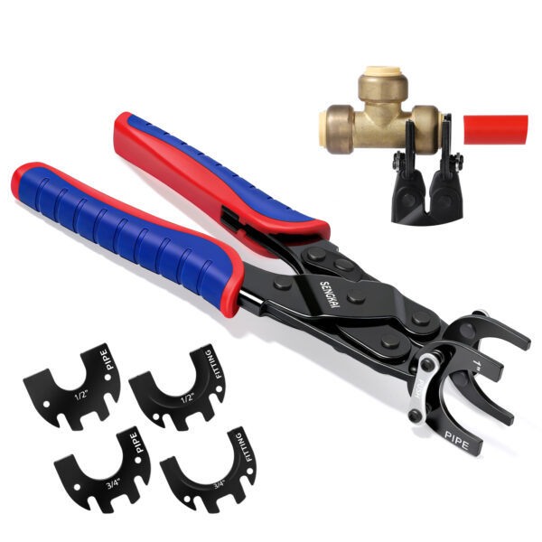 3-IN-1 Push to Connect Removal Tool, Brass Push Fitting Disconnect Tong Sized 1/2", 3/4", 1", PEX PVC Copper Pipe Removal Tool Quick Release Pliers