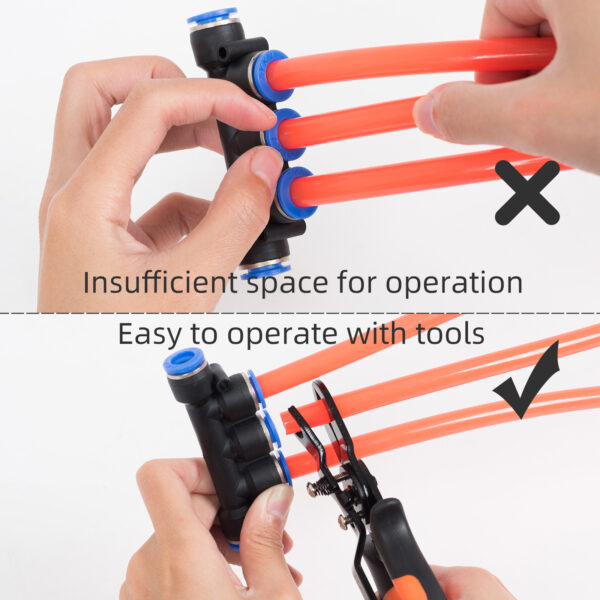 图示3 Push to Connect Fittings Disconnect Tool Air Line Removal Tool for 3/8”, 1/2” (10-12mm) Pneumatic Air Hose Quick Connect Fittings Quick Release Pliers