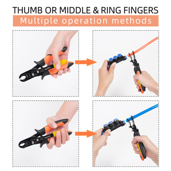图示4 Push to Connect Fittings Disconnect Tool Air Line Removal Tool for 3/8”, 1/2” (10-12mm) Pneumatic Air Hose Quick Connect Fittings Quick Release Pliers