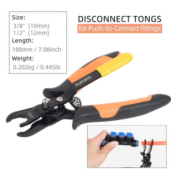 重量尺寸 Push to Connect Fittings Disconnect Tool Air Line Removal Tool for 3/8”, 1/2” (10-12mm) Pneumatic Air Hose Quick Connect Fittings Quick Release Pliers